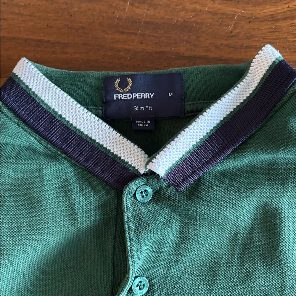 Fred Perry Teal Polo Shirt with Navy Accents - Picture 2 of 4
